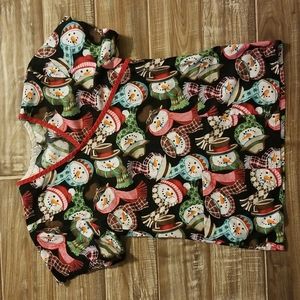 XS Winter Snowmen scrub top